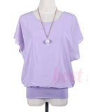 Ruffle Batwing Short Sleeve Casual Shirt