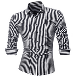 Striped Mens Shirts Classic Long Sleeve
