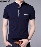 COODRONY Mandarin Collar Short Sleeve Tee Shirt