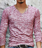 Fashion Brand V-Neck Slim Fit Long Sleeve TShirt