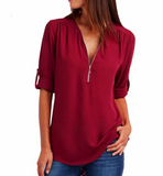 Half Sleeve V-Neck Blouse