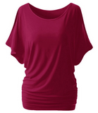 O Neck Short Batwing Sleeve