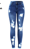 Youaxon New Ultra Stretchy Blue Tassel Ripped Jeans