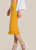 COLROVIE Split Ruffle OL Pencil Skirt